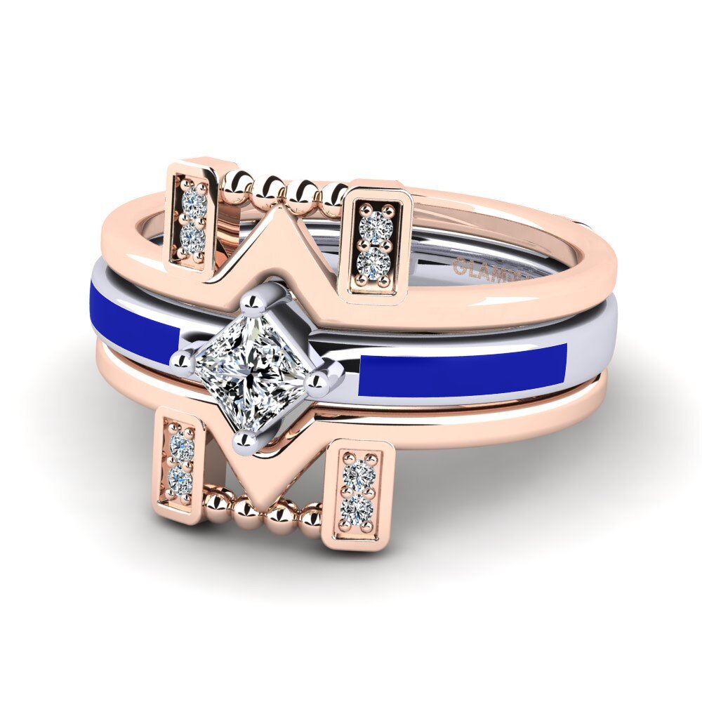 375 Rot & Weißgold Ring Lemealda SET