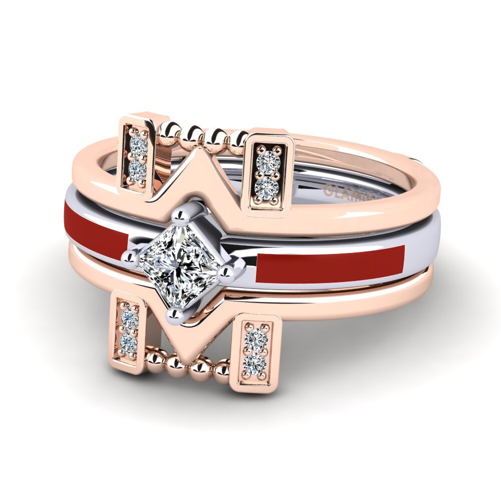 375 Rot & Weißgold Ring Lemealda SET