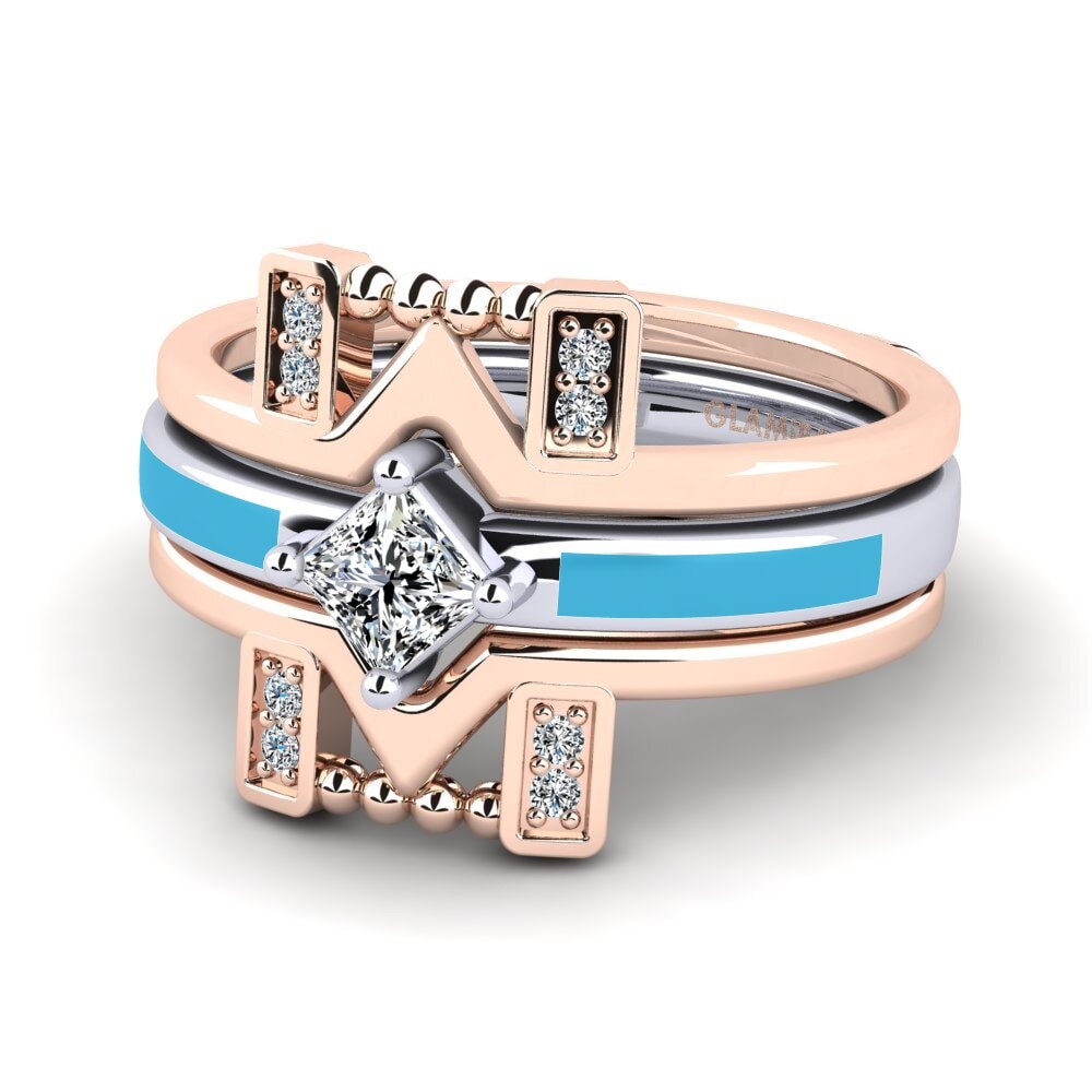 375 Rot & Weißgold Ring Lemealda SET