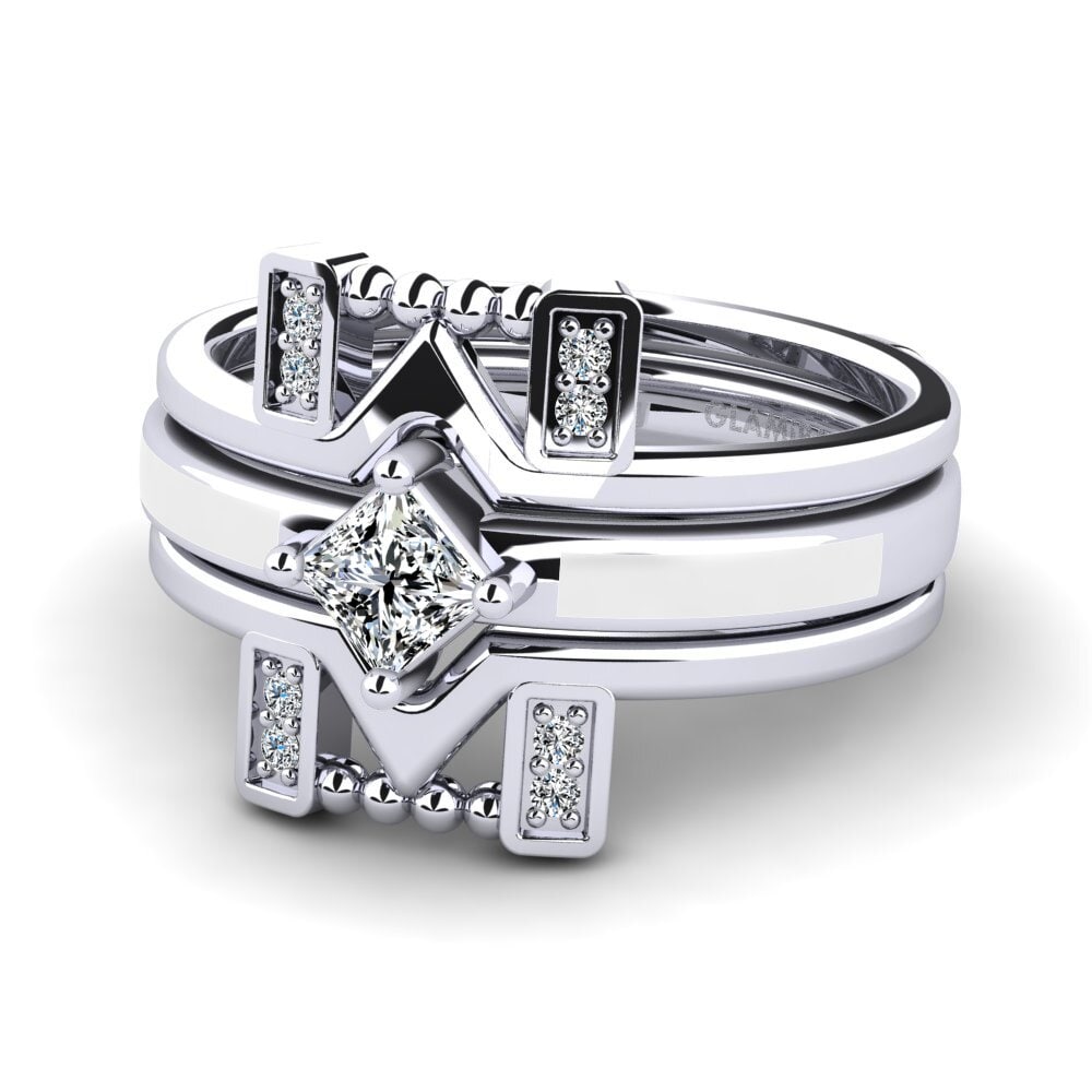 Weißgold 585 Ring Lemealda SET