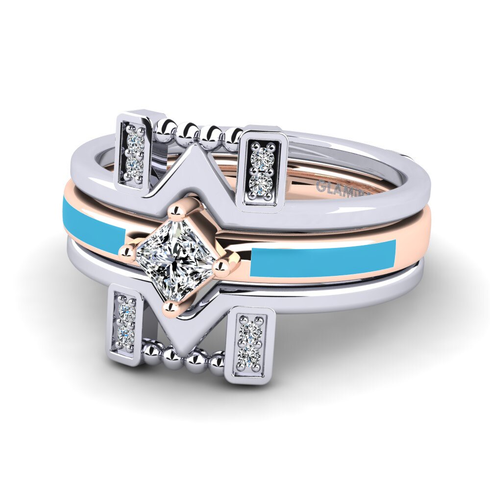 375 Weiß & Rotgold Ring Lemealda SET