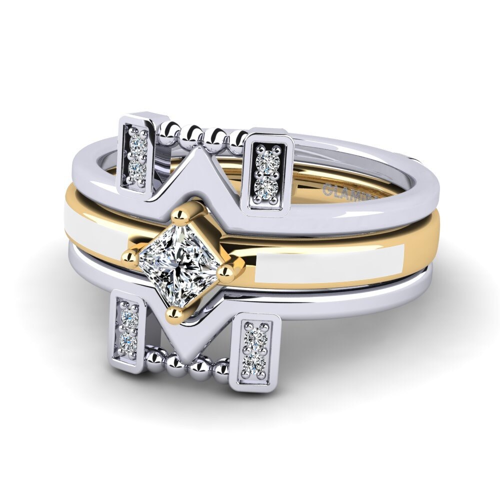 375 Weiß & Gelbgold Ring Lemealda SET