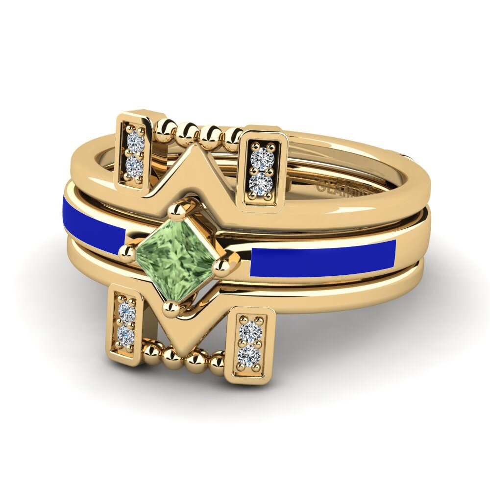 Grüner Saphir Ring Lemealda SET