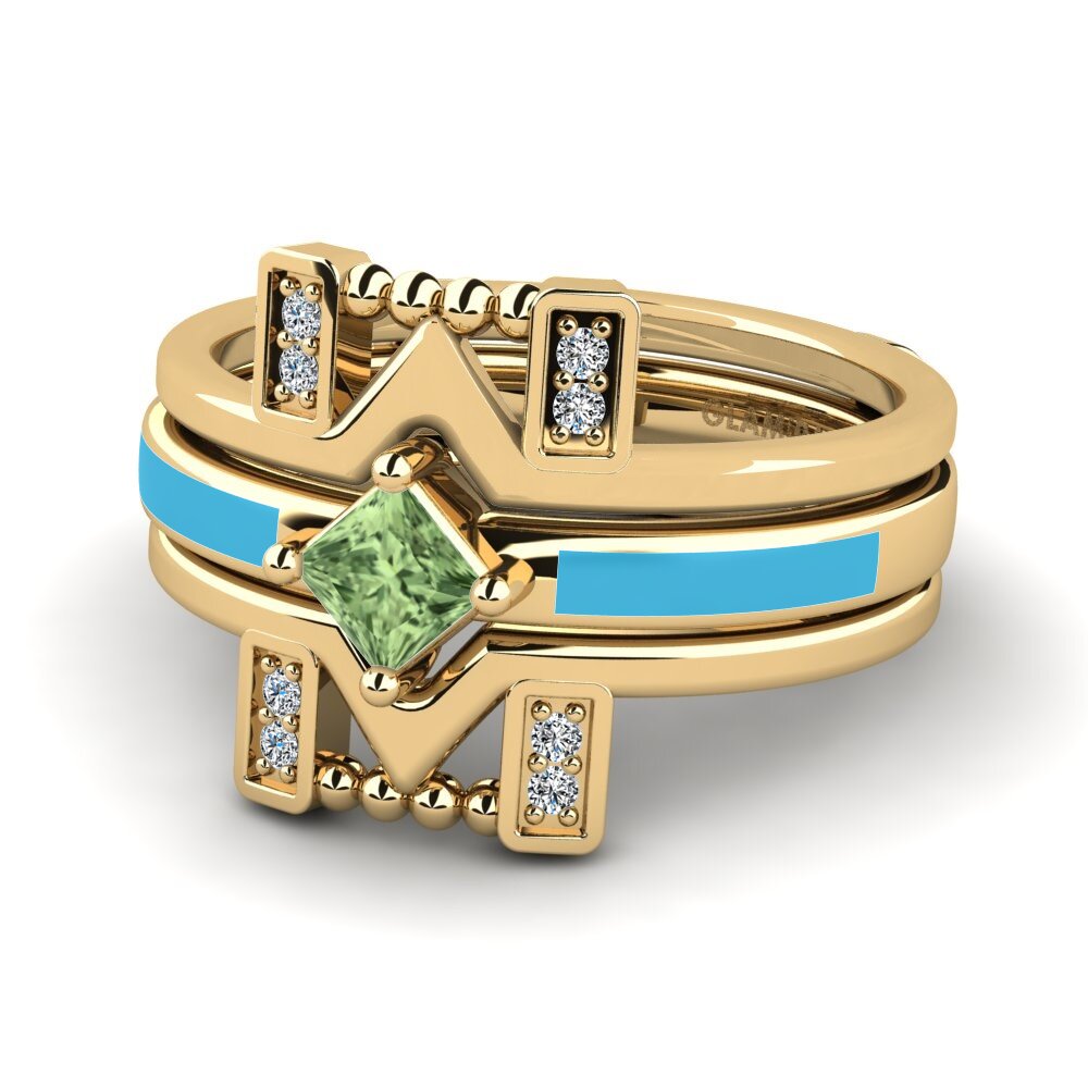 Grüner Saphir Ring Lemealda SET