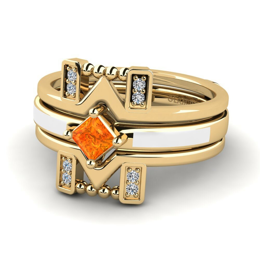 Saphir orange Bague Lemealda SET