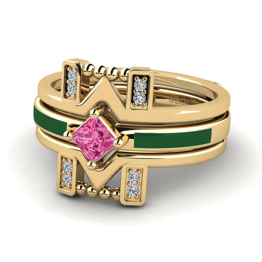 Tourmaline Rose Bague Lemealda SET