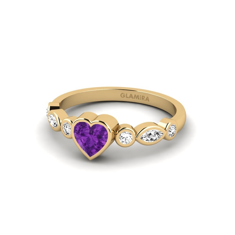 14ct Yellow Gold Amethyst Ring Lemoule