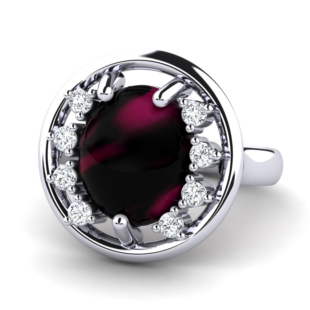 Cabochon Granada Rodolita Anel Lenneris