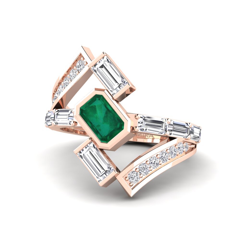 14K Rood Goud Smaragd Ringen Lentlily