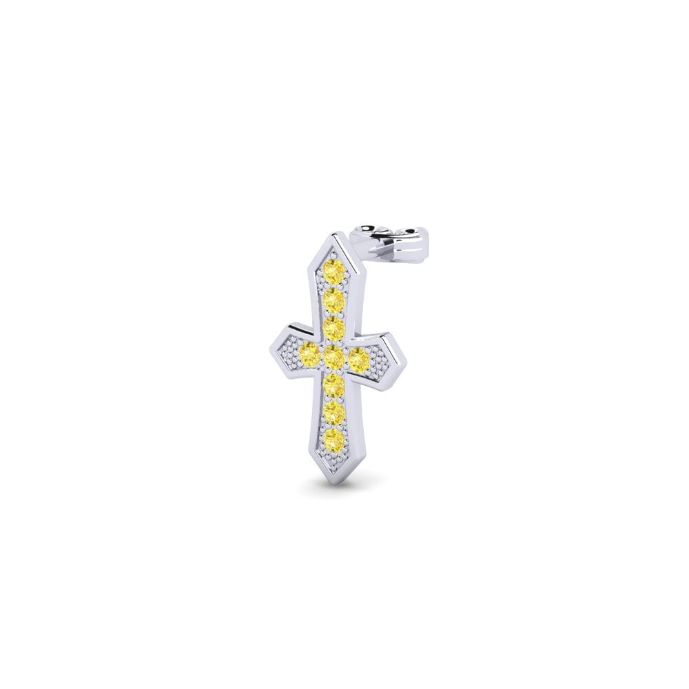 950 Palladium Yellow Sapphire Men's Earring Leonider