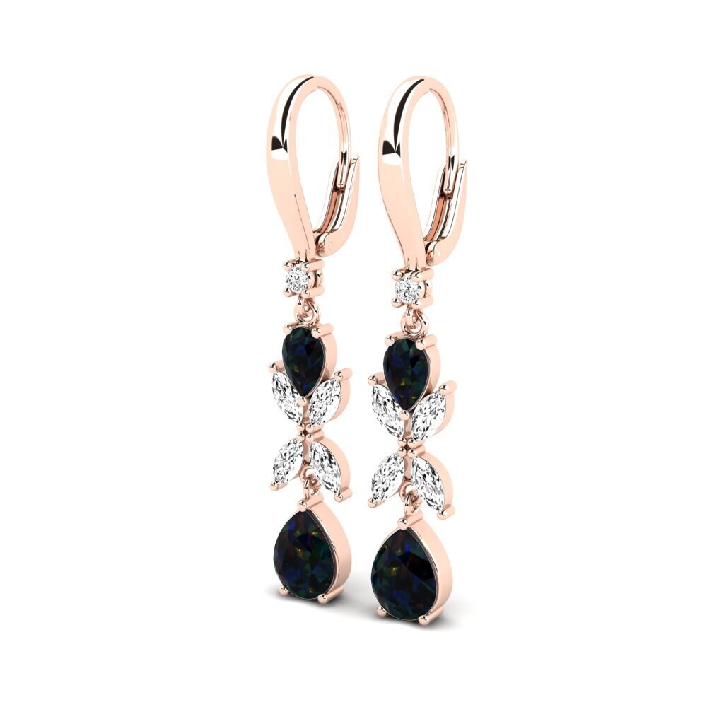 18ct Rose Gold Black Opal Women's Earring Leroy
