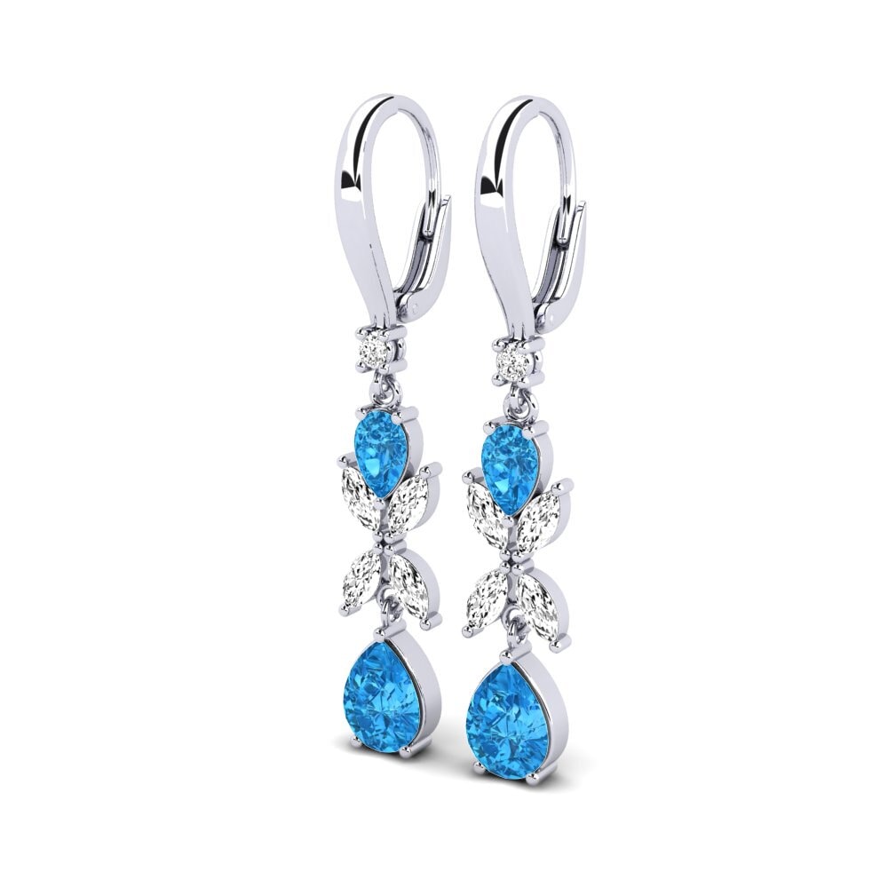 Azul Topázio Brincos Feminino Leroy