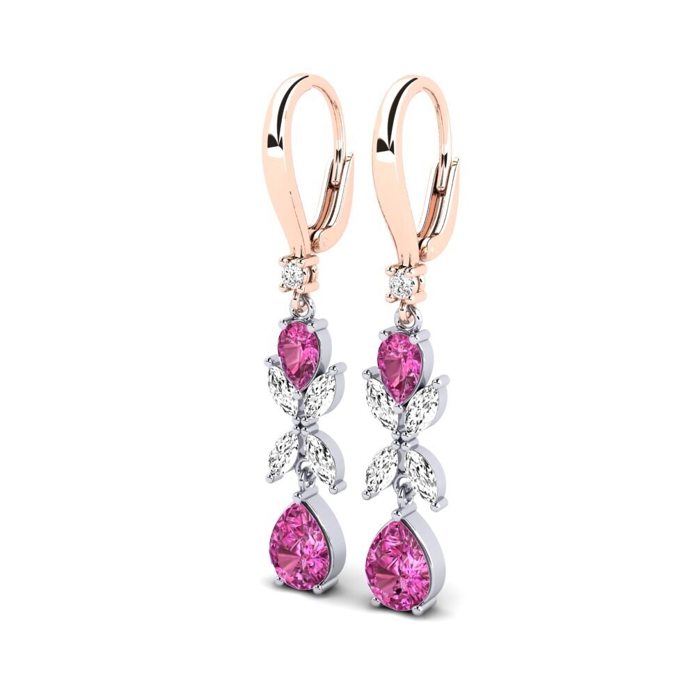14k Oro Blanco & Rosa Topacio Rosa Pendiente de mujer Leroy