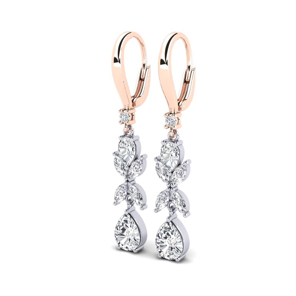 14ct White & Rose Gold White Zircon Women's Earring Leroy