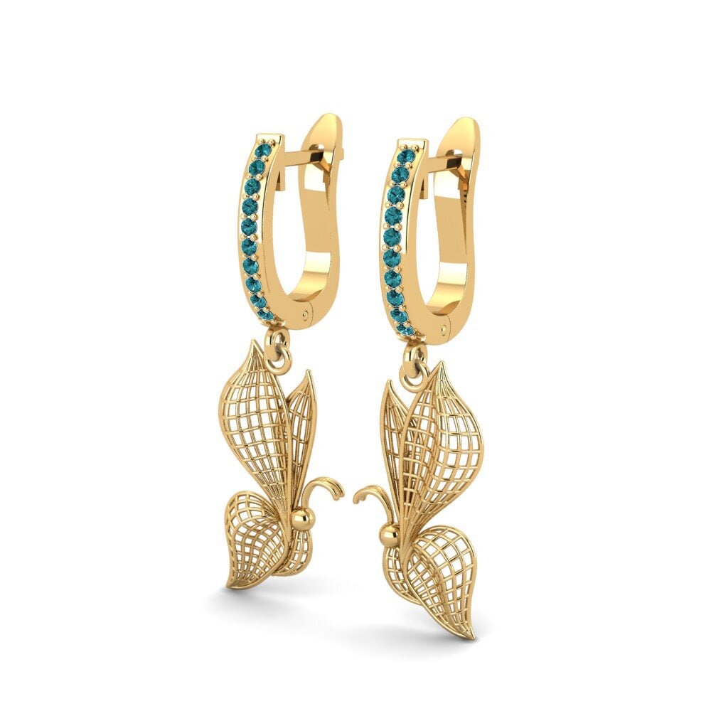 9ct Yellow Gold Blue Diamond Women's Earring Lesha