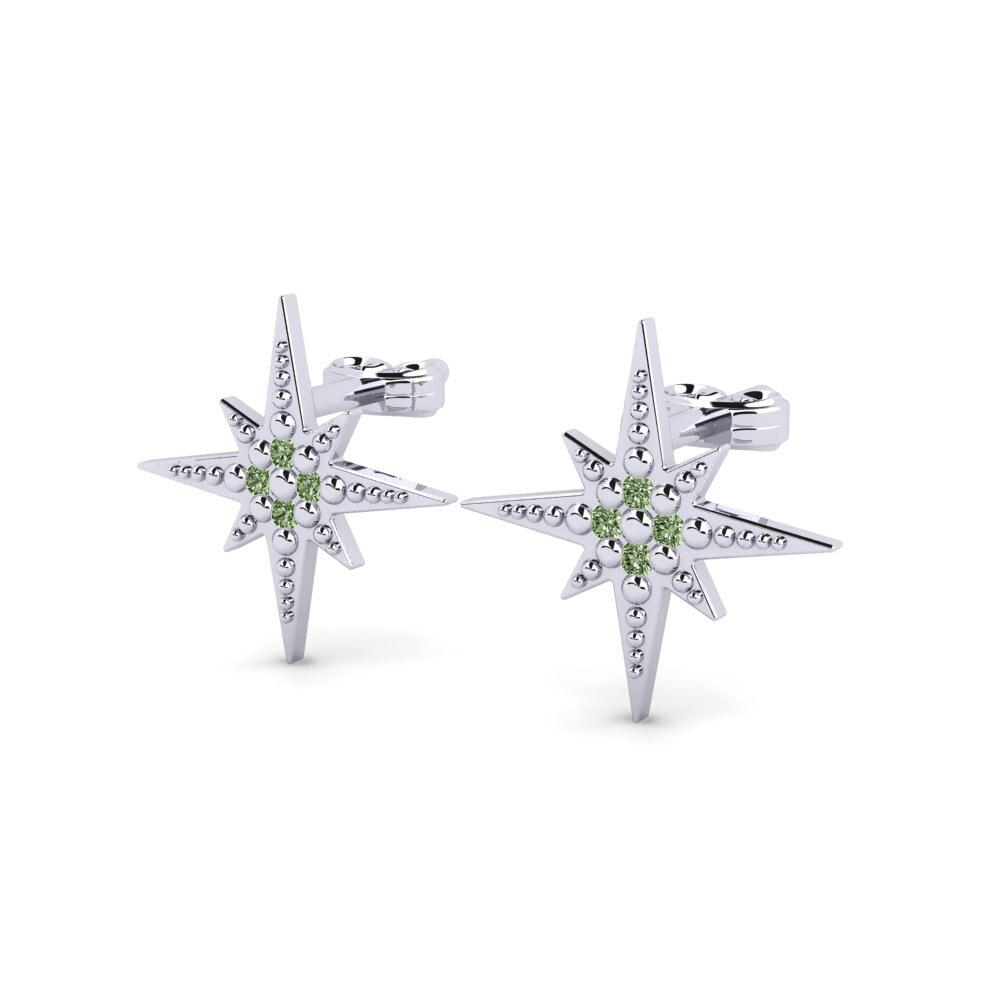 950 Platinum Green Diamond SYLVIE Earring Leskly