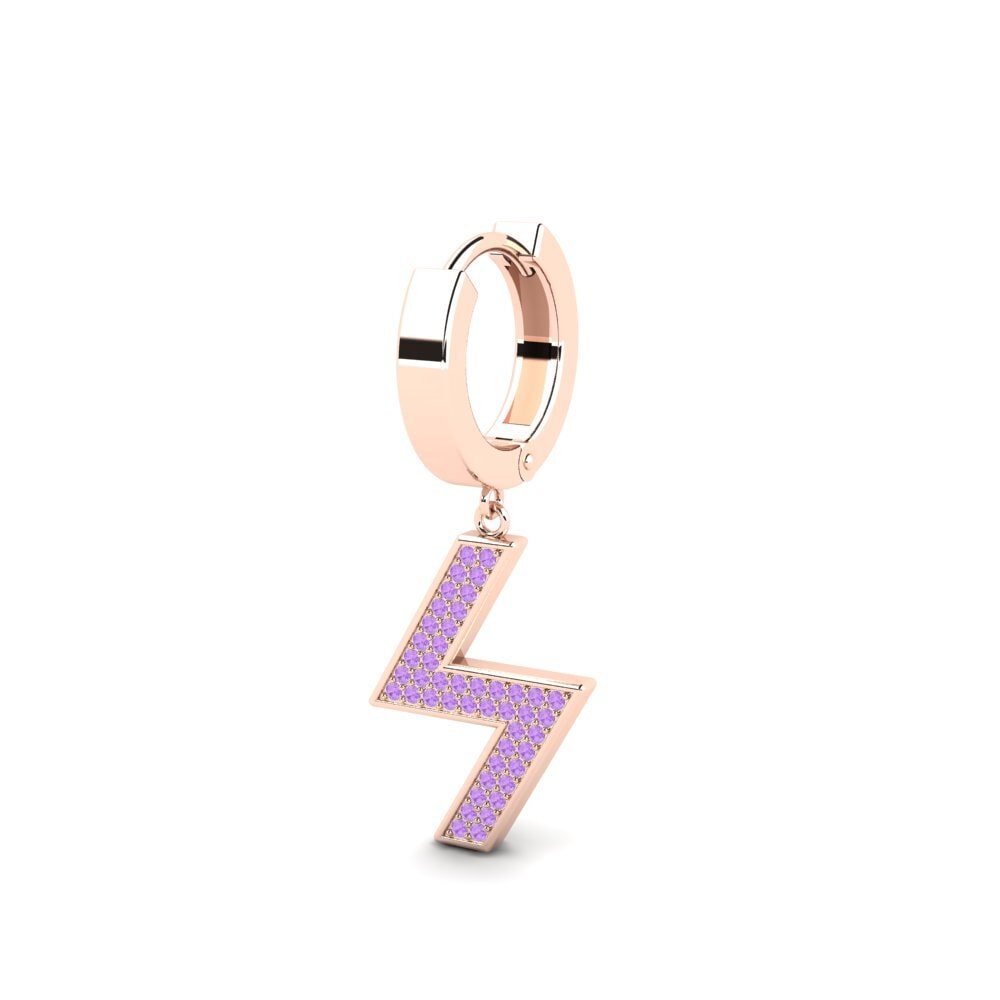 14ct Rose Gold Amethyst Men's Earring Letrassa