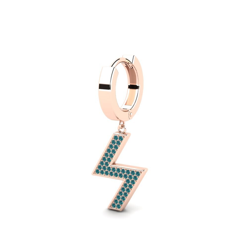 14k Oro Rosa Diamante Azul Pendiente para hombre Letrassa