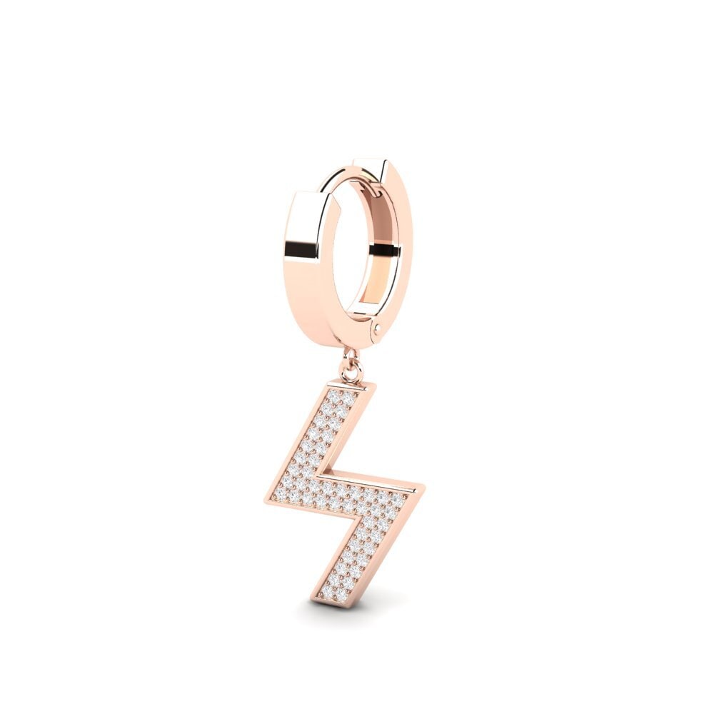 14ct Rose Gold White sapphire Men's Earring Letrassa