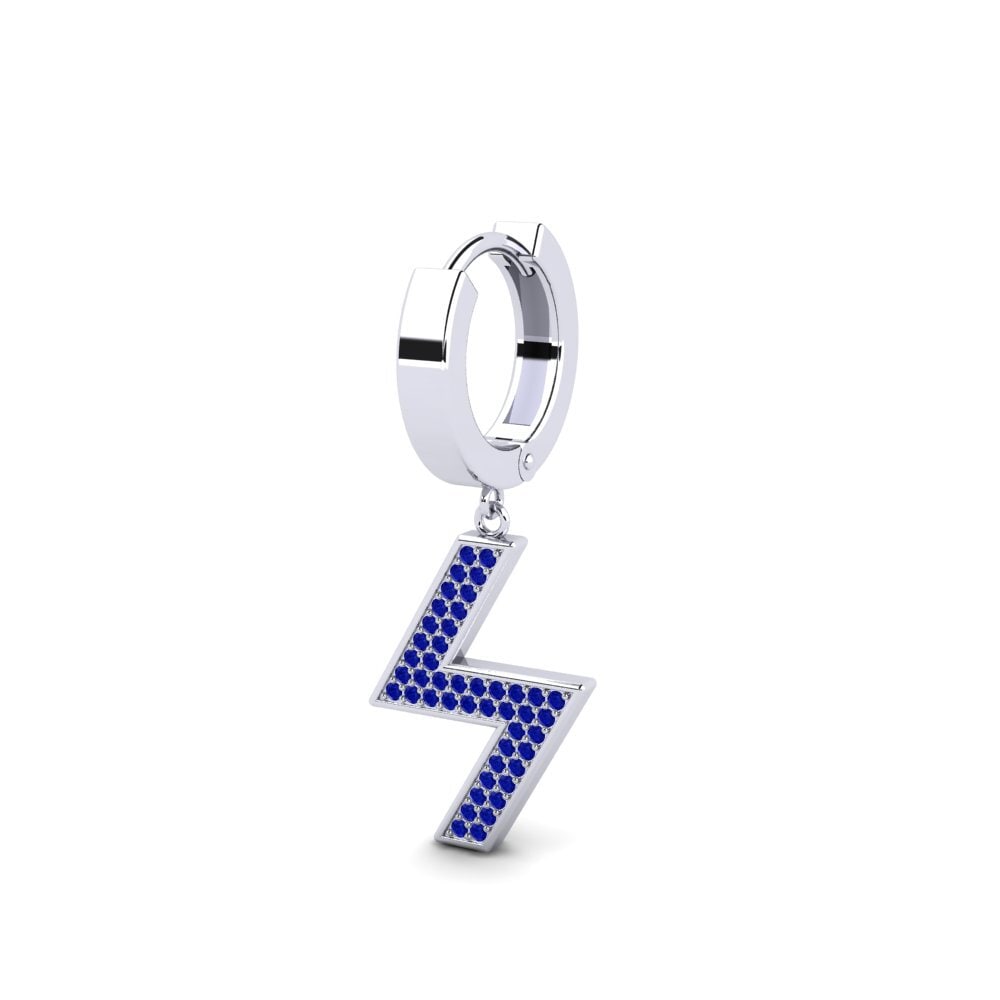 9k Oro Blanco Zafiro Pendiente para hombre Letrassa