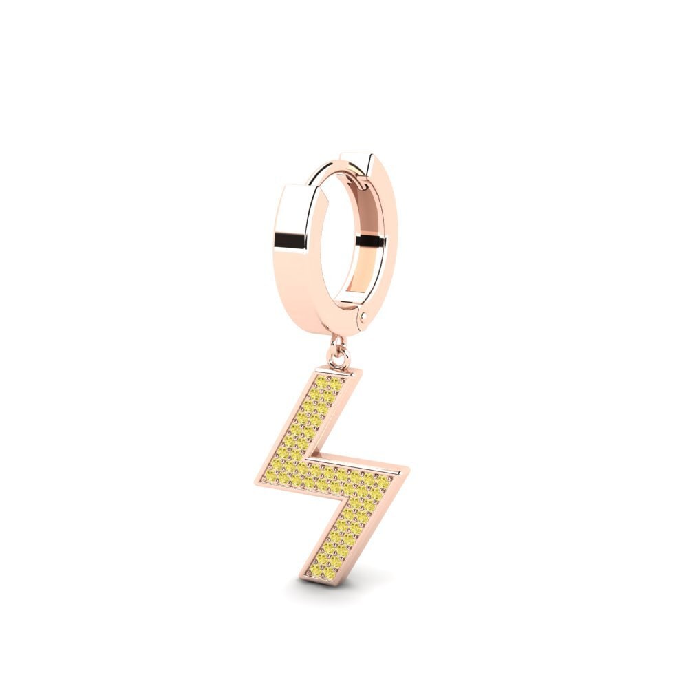 9ct Rose Gold Yellow Sapphire Men's Earring Letrassa