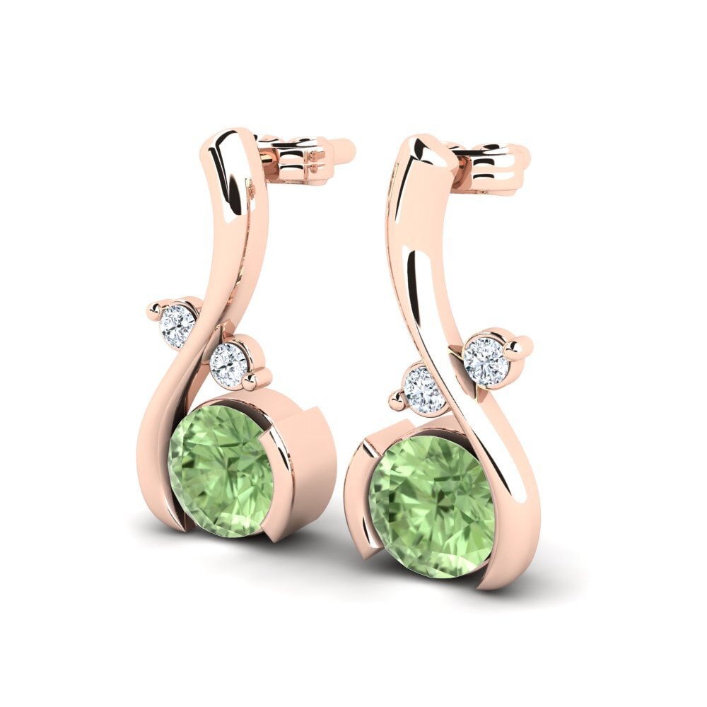 Oro Rosso 585 Zaffiro Verde Orecchino da donna Leunta