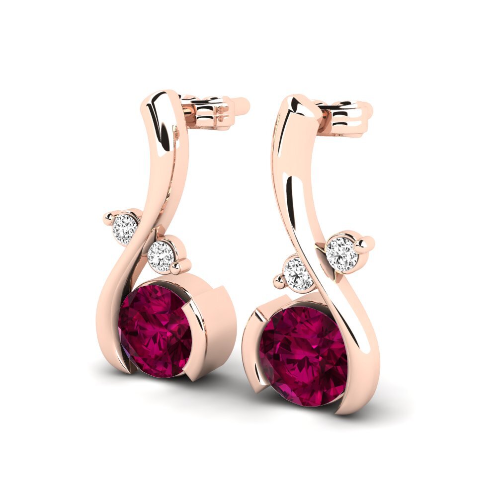 14k Oro Rosa Granate Rhodolite Pendiente de mujer Leunta