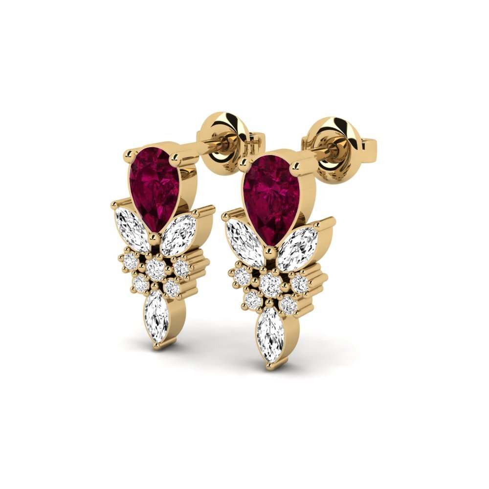 9k Oro Amarillo Granate Rhodolite Pendiente de mujer Levitha