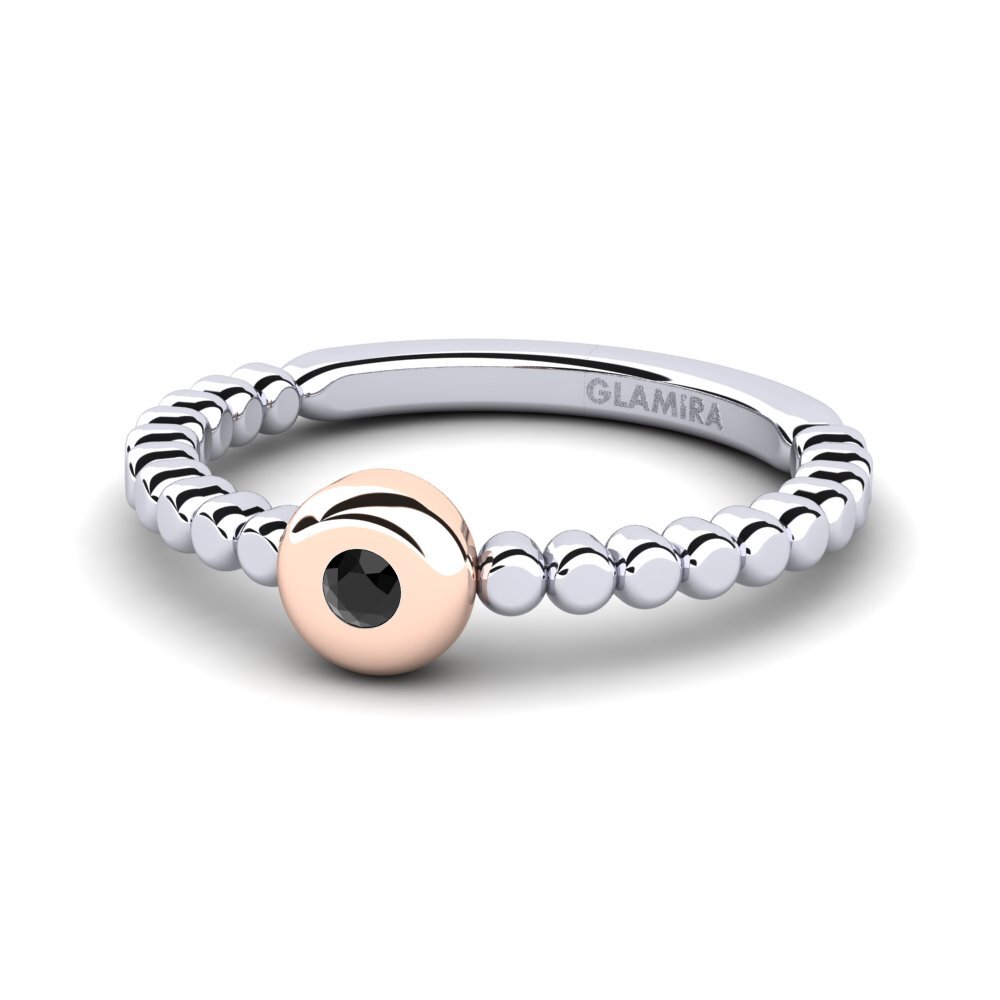 14ct White & Rose Gold Black Sapphire Ring Lexina