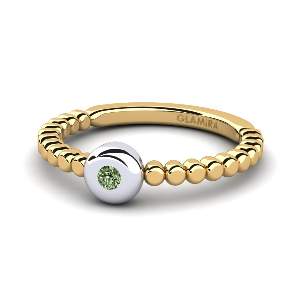 18ct Yellow & White Gold Green Diamond Ring Lexina