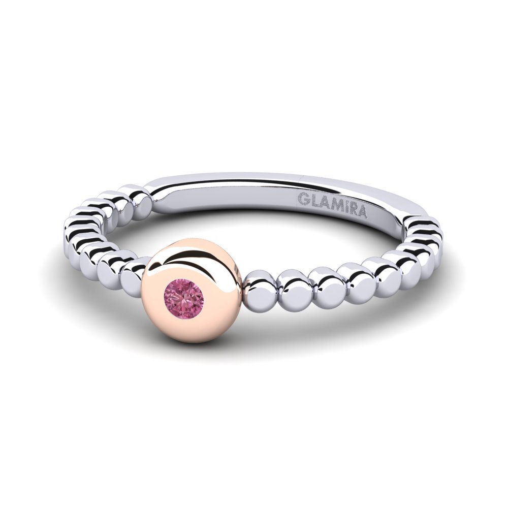 14k Oro Blanco & Rosa Granate Rhodolite Anillo Lexina