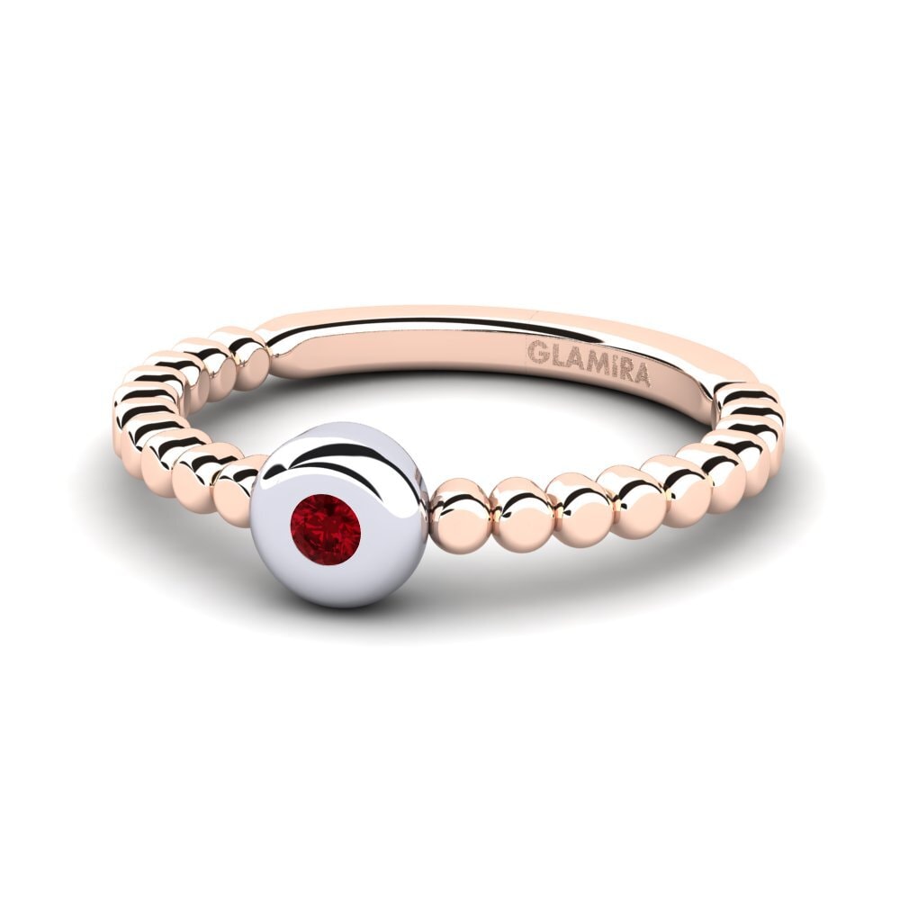 9ct Rose & White Gold Red Zirconia Ring Lexina