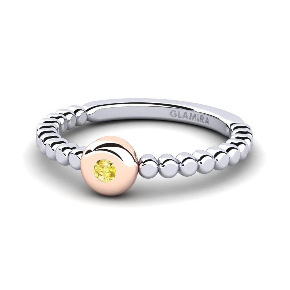 14ct White & Rose Gold Yellow Sapphire Ring Lexina