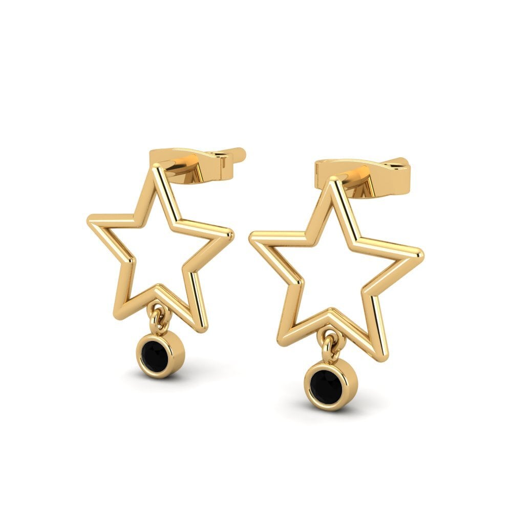 Oro Giallo 750 Zaffiro Nero Orecchino da donna Liana
