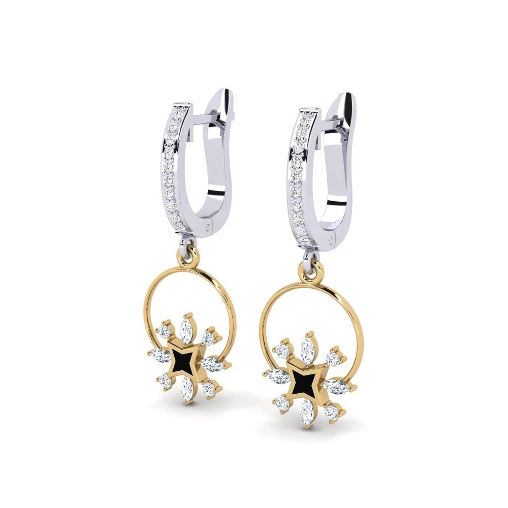 14k Oro Blanco / Amarillo Marquesa Pendiente de mujer Lianews