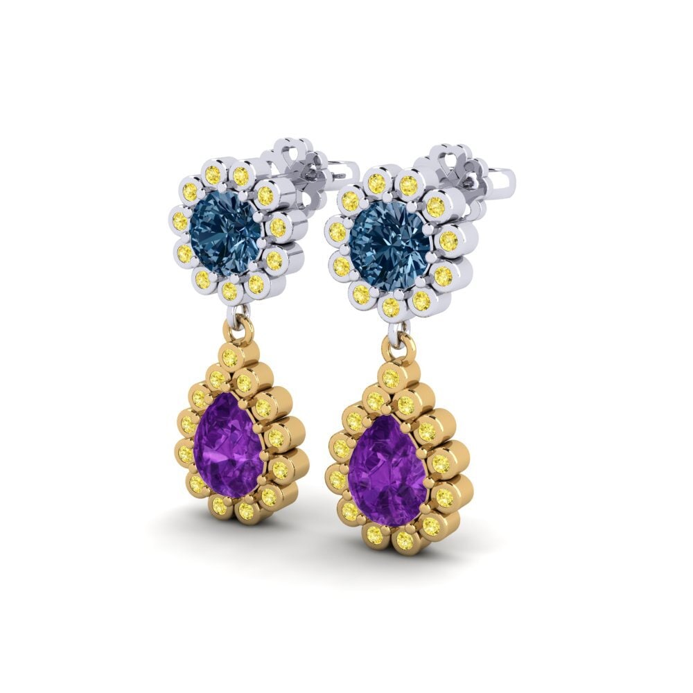 14k Yellow & White Gold Blue Diamond SYLVIE Earring Libben