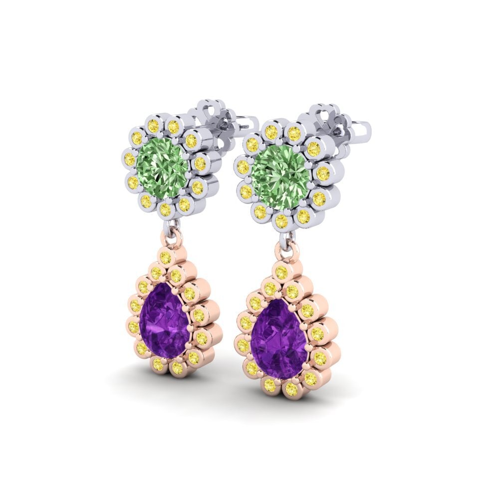 14k Rose & White Gold Green Diamond SYLVIE Earring Libben