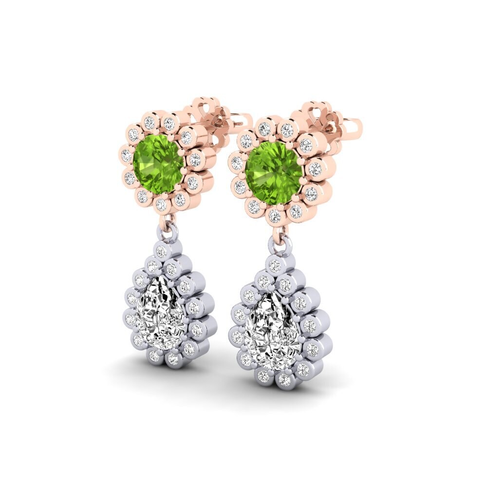 14k Oro Blanco & Rosa Peridoto SYLVIE Pendientes Libben