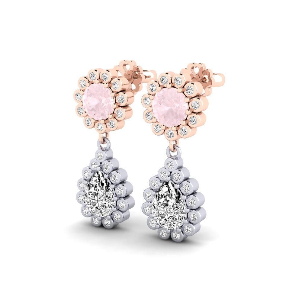14k White & Rose Gold Rose Quartz SYLVIE Earring Libben