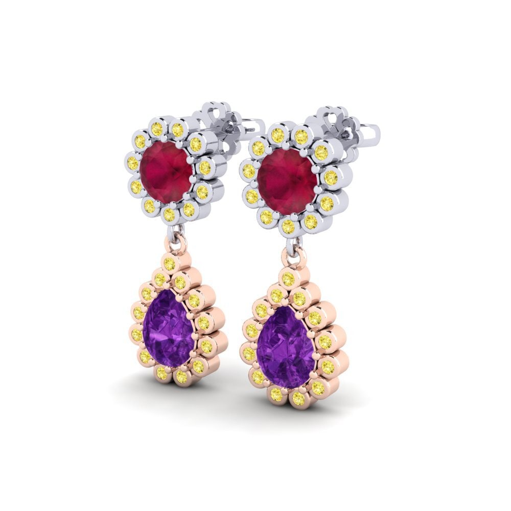 14K Rose & White Gold Ruby SYLVIE Earring Libben