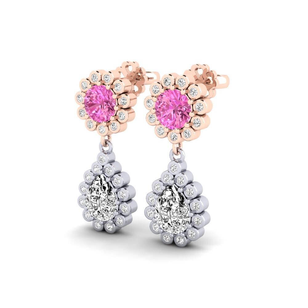 14k White & Rose Gold Pink Topaz SYLVIE Earring Libben