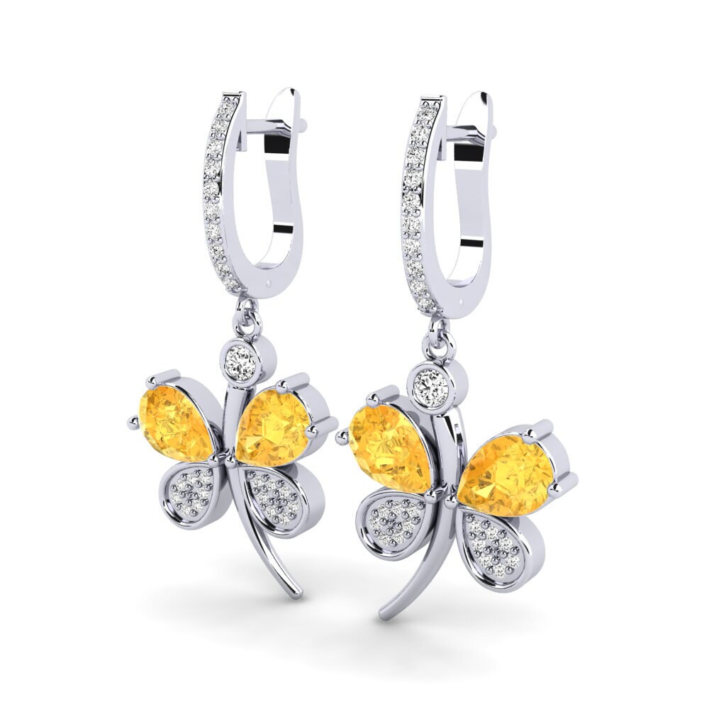 Pear Citrine Women's Earring Libellule