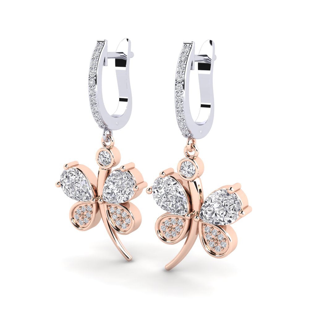 14ct Rose / White Gold Women's Earring Libellule