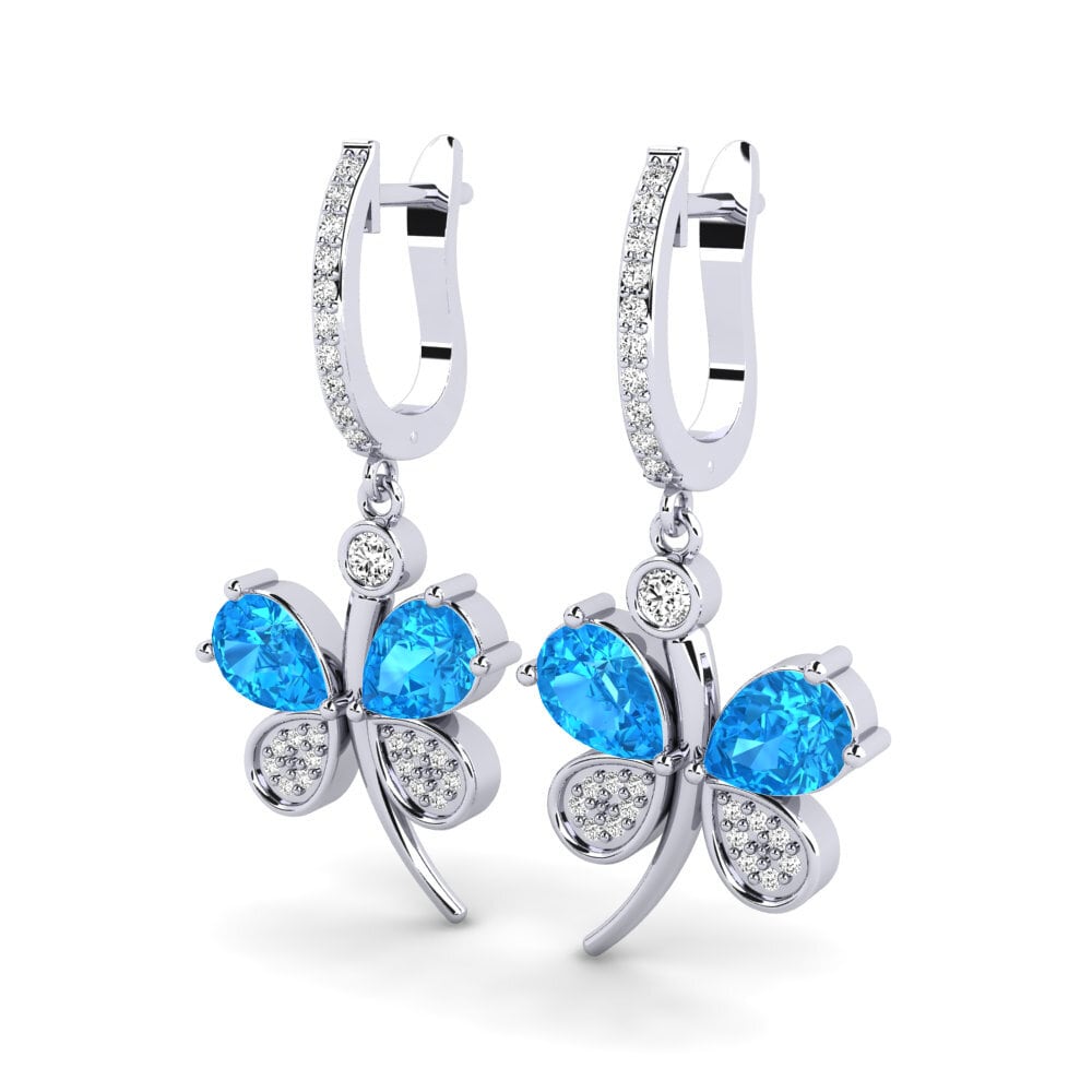 Azul Topázio Brincos Feminino Libellule