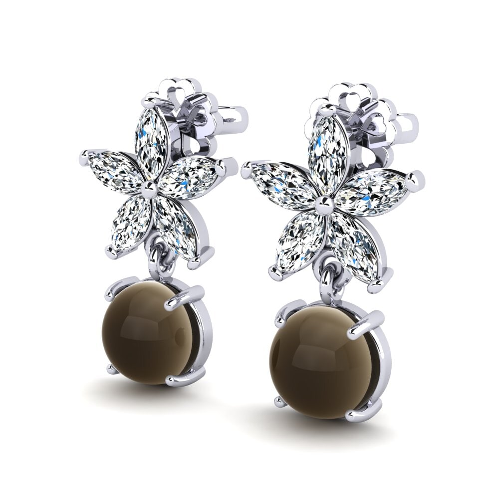 Đá Cabochon Thạch Anh Khói Bông tai nữ Lidoine