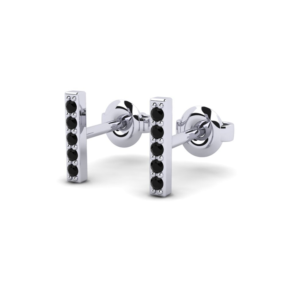 9ct White Gold Black Diamond Women's Earring Lijocht