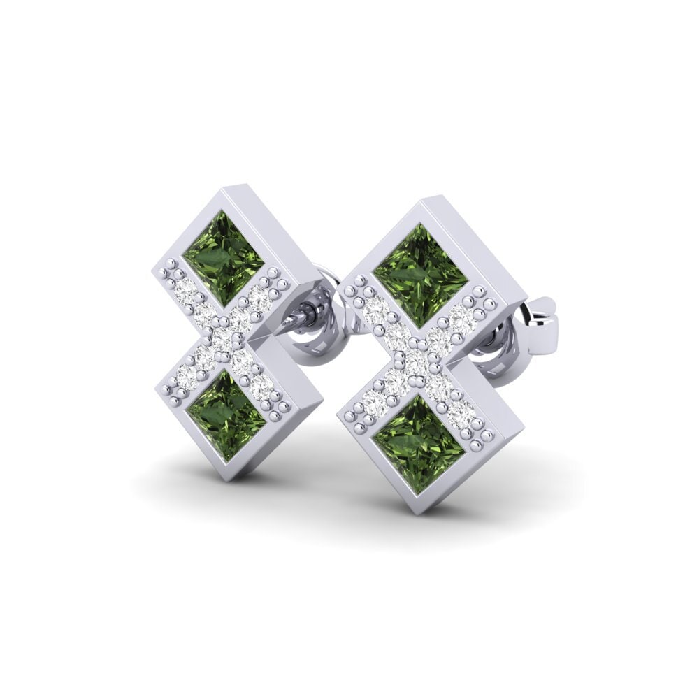 950 Platin Grüner Saphir Damen ohrring Liliya