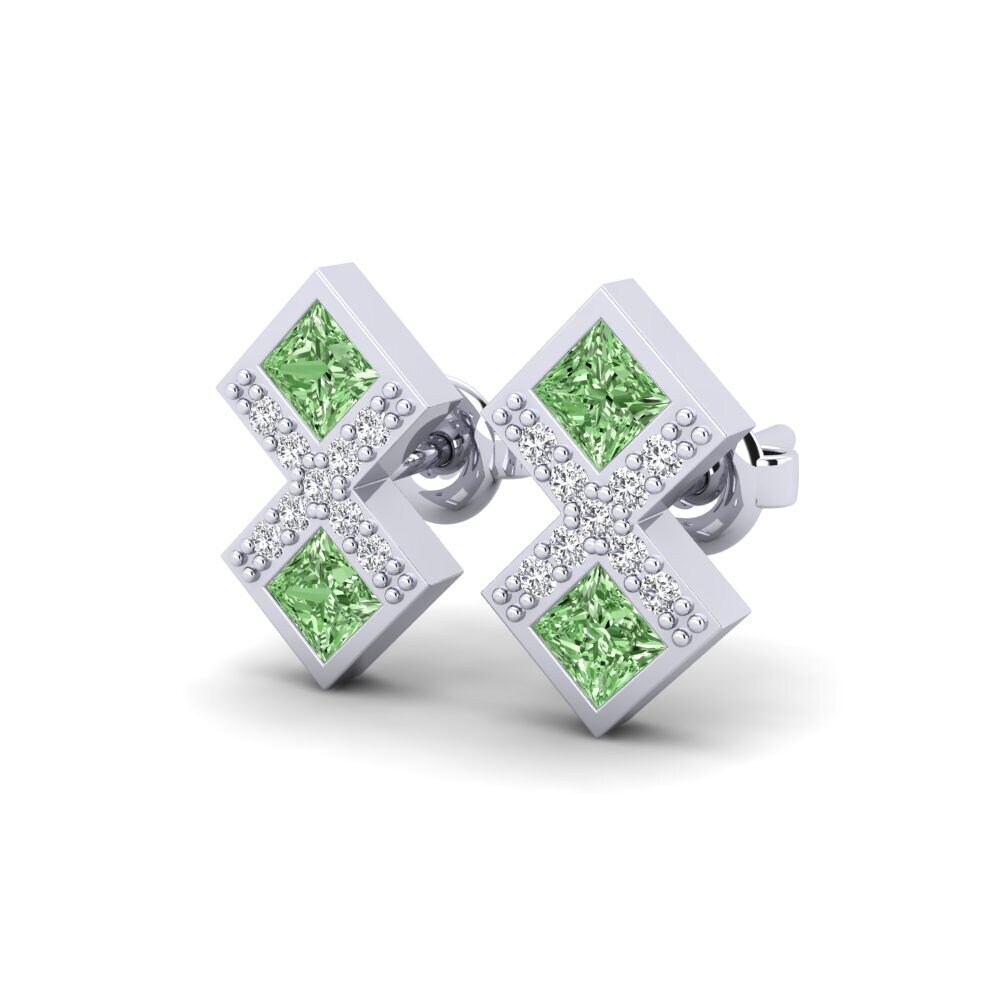 950 Platin Grüner Diamant Damen ohrring Liliya