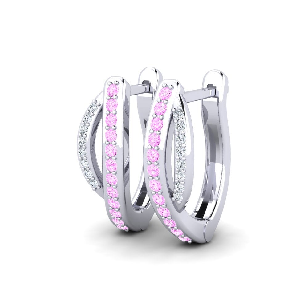 14k Oro Blanco Zafiro Rosado Pendiente de mujer Liliana