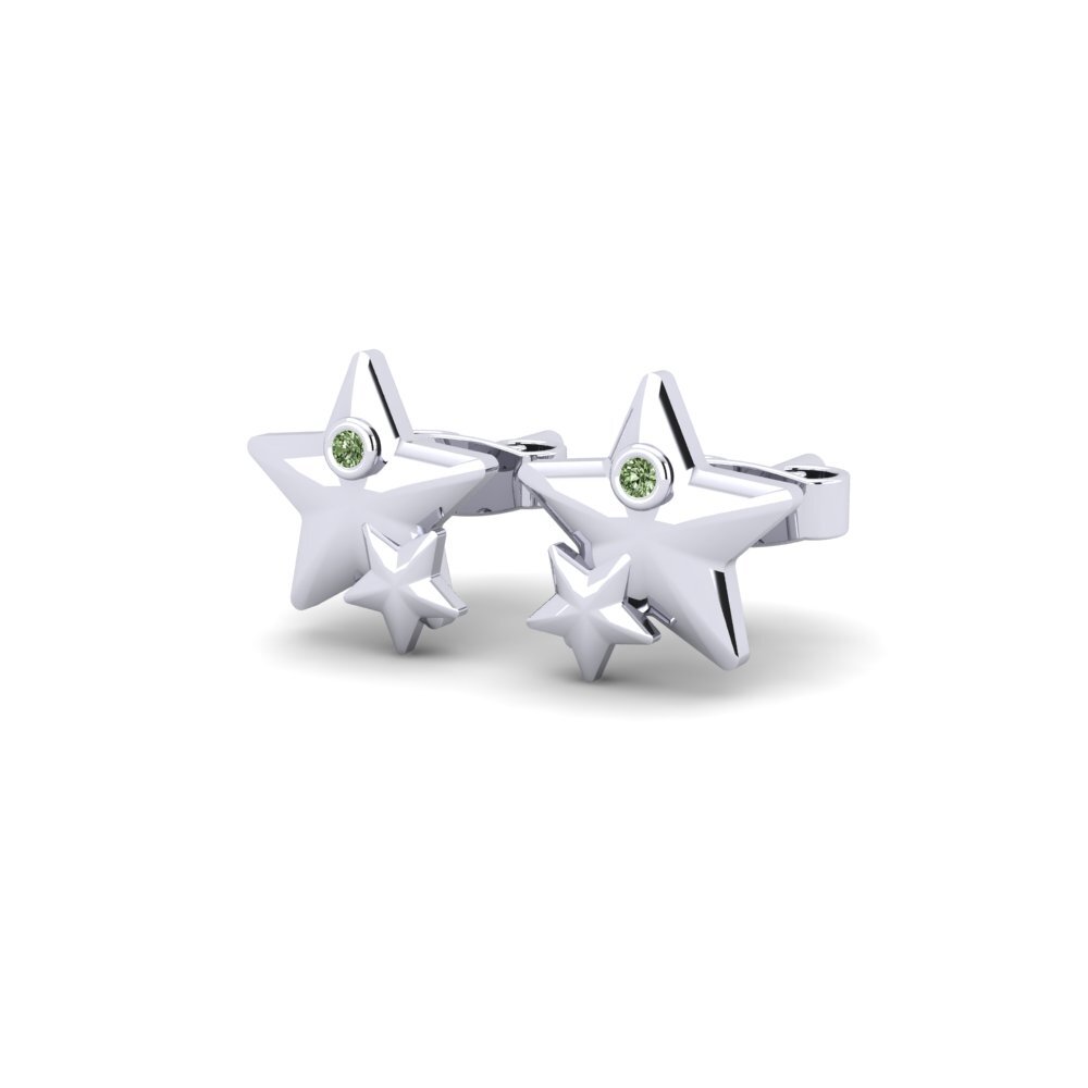 Platina 950 Diamante Verde Brinco Infantil Lilyae